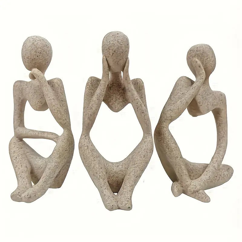 Aesthique 3-Piece Abstract Thinker Resin Sculpture Set